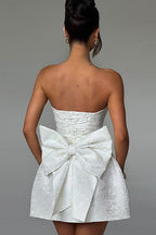 Bow Detail Jacquard Mini Birthday Dress