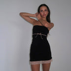 Black Tie Bow Bandeau Mini Dress