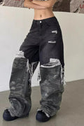 Camouflage Patchwork Baggy WideLeg Jeans