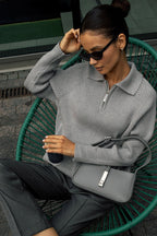 Polo Collar Knit Pullover Sweater
