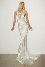 Deep V Backless Maxi Formal Dress