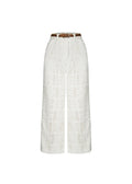 Joyful Bond Crochet Lace Mid Rise Pocketed Wide-leg Pants