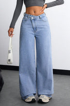 Light Washed High Waist Slim Wide Leg Jeans