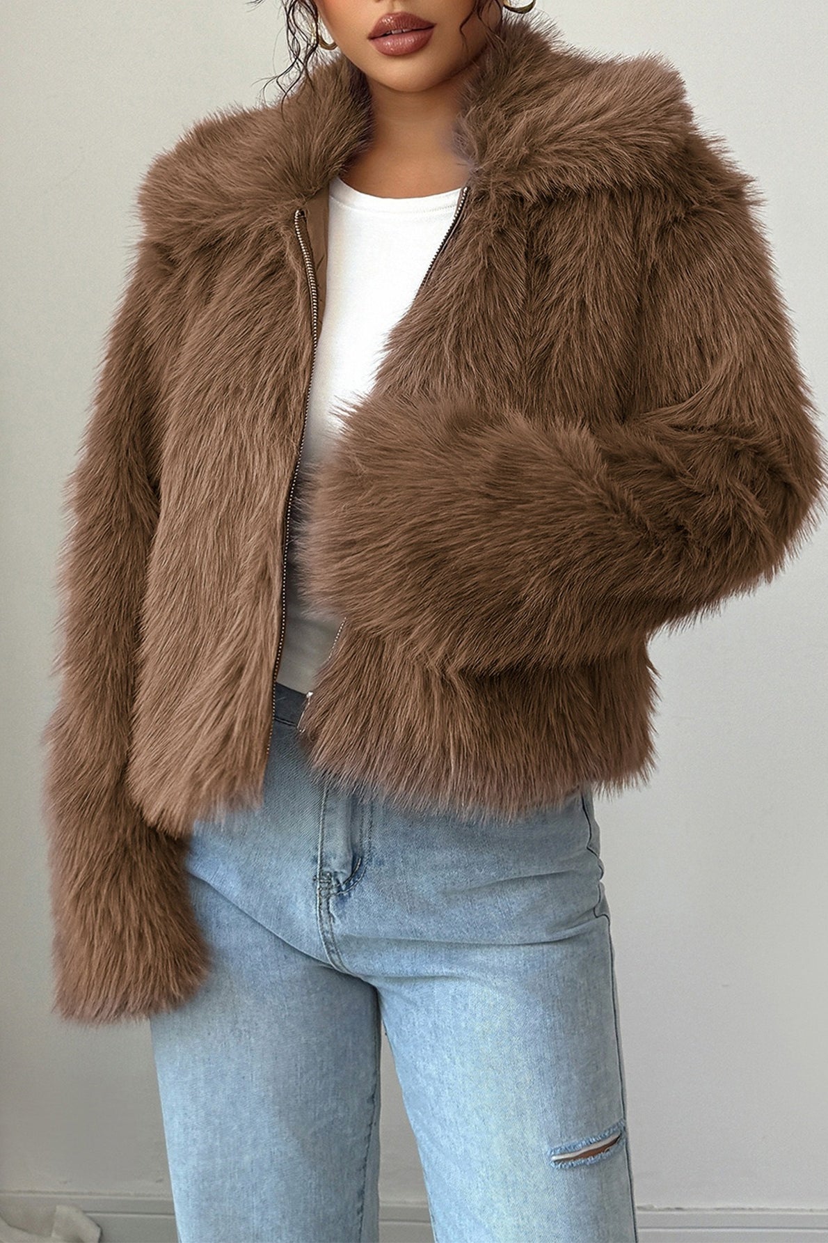 Plush Long Sleeve Elegant Maxi Coat