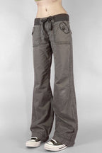 Edgy Slim Tie Strap Patchwork Jeans
