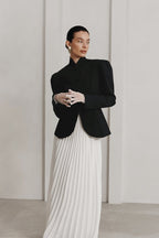 French Elegant Stand Collar Puff Sleeve Blazer