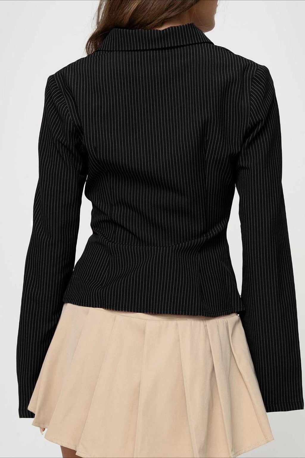 British Style Striped Button Front Lightweight Blouse