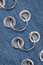 Metal Hole Hollow Out Straight Jeans
