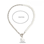 Crystal Heart Pearl Bead Choker Necklace