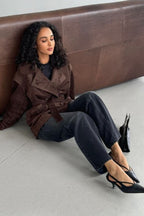 Vintage Suede Notch Collar Coat