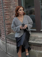Deepneck Unmarried Buttoned Loose Cardigan