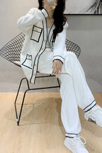 Elegant Color Contrast Two-piece Sweater Suit
