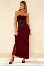 Fishtail Lace Spliced Strapless Backless Prom Dress