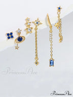 6pcs/set Cubic Zirconia Decor Earrings