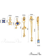 6pcs/set Cubic Zirconia Decor Earrings