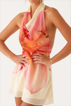 Floral Halter Neck Mini Dress