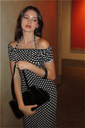 Sexy Polka Dot Halter Neck Bodycon Maxi Dress