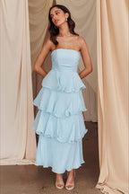 Sexy Slim Fit Strapless Backless Ruffled Prom Dress