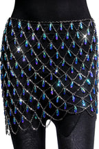 Sexy Hollow Colorful Sparkling Crystal Skirt