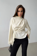 Mandarin Collar Chiffon Blouse