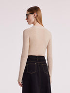 Beige Seamless Cashmere Cardigan