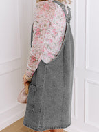 Hortensia Elevated Denim Overall Dress with Wide Straps and Buttons Chic Silhouette Collection