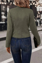 Solid Color Double Breasted Long Sleeve Blazer