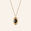 Long Black Agate Bead Statement Necklace