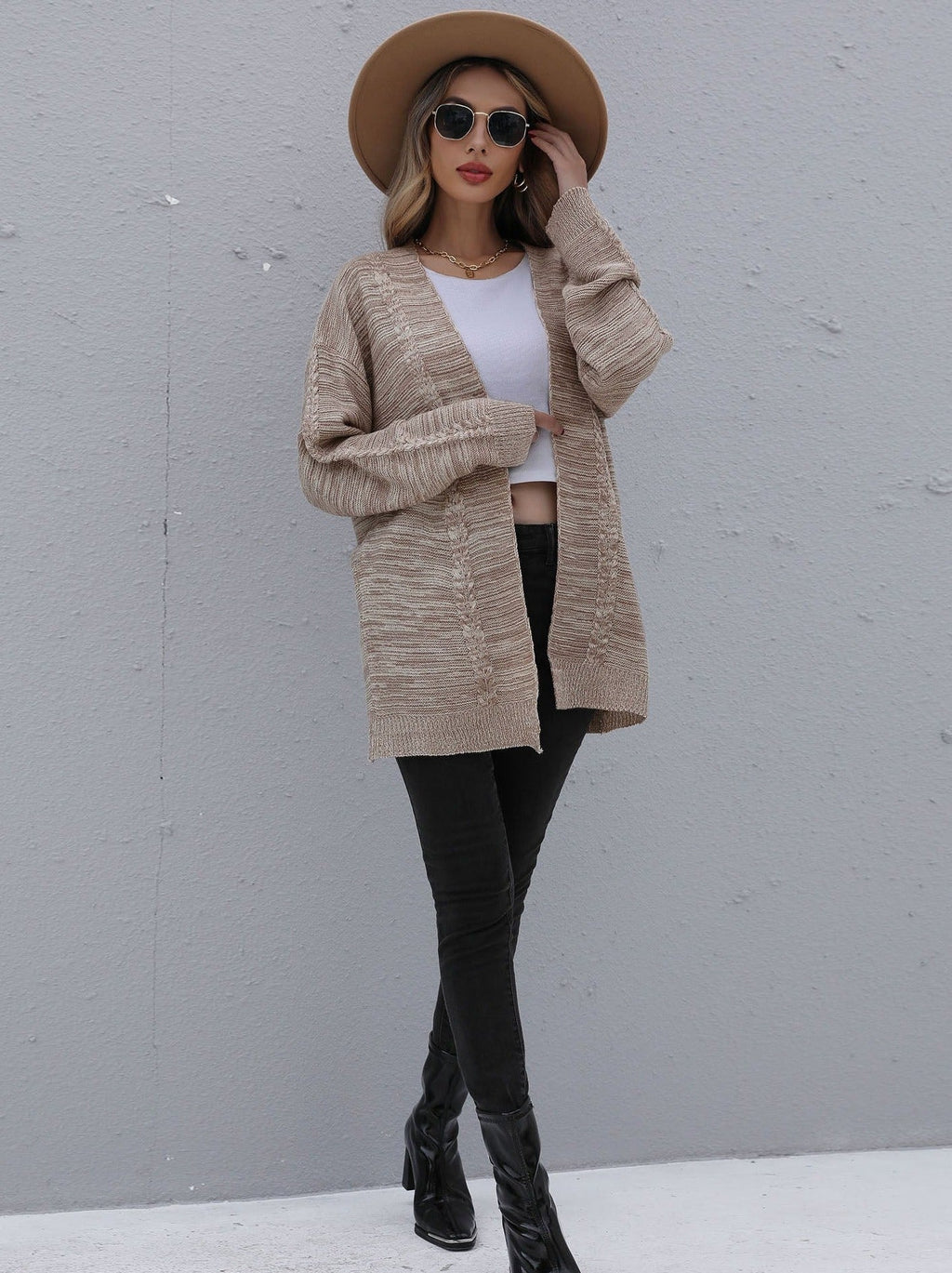 Solid Color Knitted Cardigan Sweater