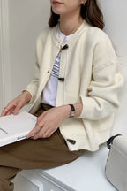 Toggle Button Round Neck Cardigan