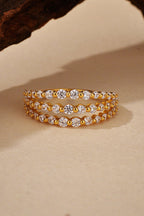 Fashionable Three-layer Micro-paved Zircon Ring