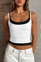 Faux Two Piece Spaghetti Strap Sexy Tank Top