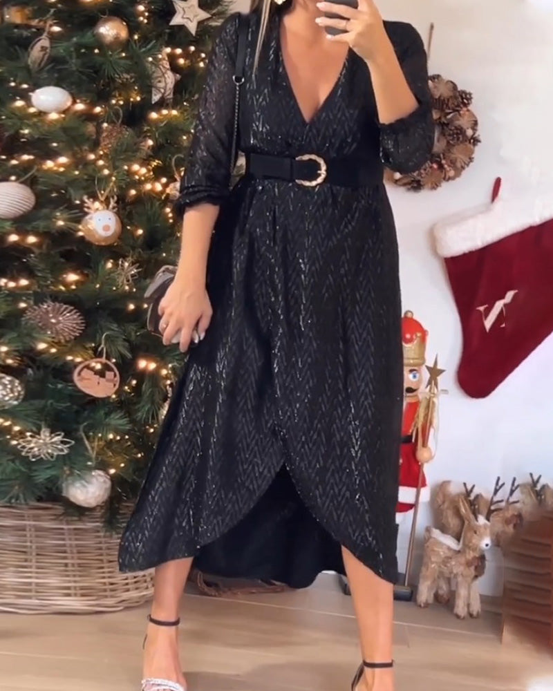 Jolanda Timeless Dress with a Deep V Neck Chic Silhouette Collection