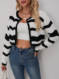 Striped Colorblock Knit Cardigan