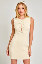 Sleeveless Bow Cutout Knit Sweater Dress