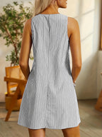 Emelina Striped Sleeveless Dress for Women Elegant Evening Look