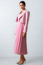 Zelda Floral Cuff Blazer Pleated Maxi Dress Set