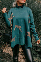 COZY AND KIND LEOPARD SLIT RELAXED SWEATSHIRT