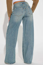 Embroidered Stretch Wide Leg Jean