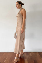 Halter Neck Fishtail Maxi Dress