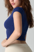Cotton Scoop Neck Fitted T-Shirt