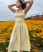 Pleated Slip Dress Casual Backless Midi Dress