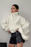 Minimalist Solid Turtle Loose Buttoned Sweatshirt