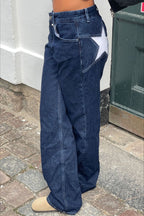 Contrast Patchwork Y2K Retro Star Back Casual Jeans