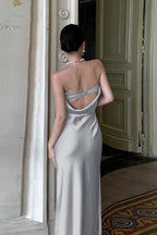Elegant Backless Silk Dress