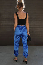 Something Great Satin Pocketed Elastic Waist Cargo Pants