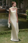 Retro Tie Back Satin Wedding Dress