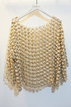 Three-Dimensional Floral Beaded Openwork Blouse
