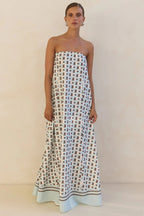 Strapless Printed Off Shoulder Maxi Boho Dress