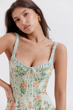 Cami Slit Waist Slim Floral Dress